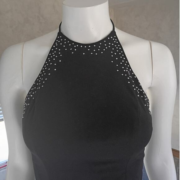 VINTAGE Zum Zum by Niki Livas Black Rhinestone Halter Gown Sz 2 Y2K Prom Formal - Picture 3 of 12